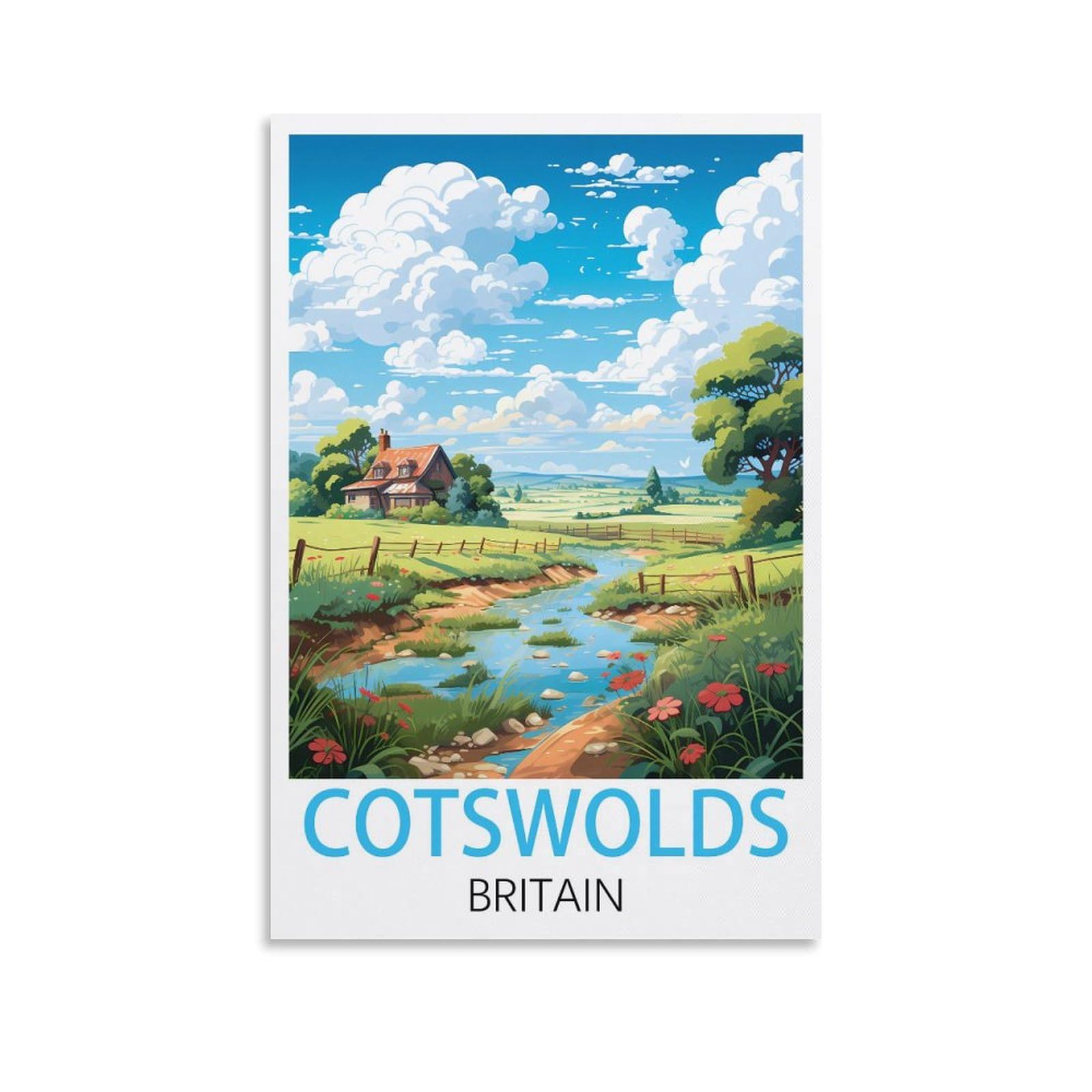 Tin Signs Retro,Cotswolds Britains,Funny Retro Metal Wall Decor Decorative Tin Sign Art Plaque Poster for Home Kitchen Bar Club Decoration 15x30cm