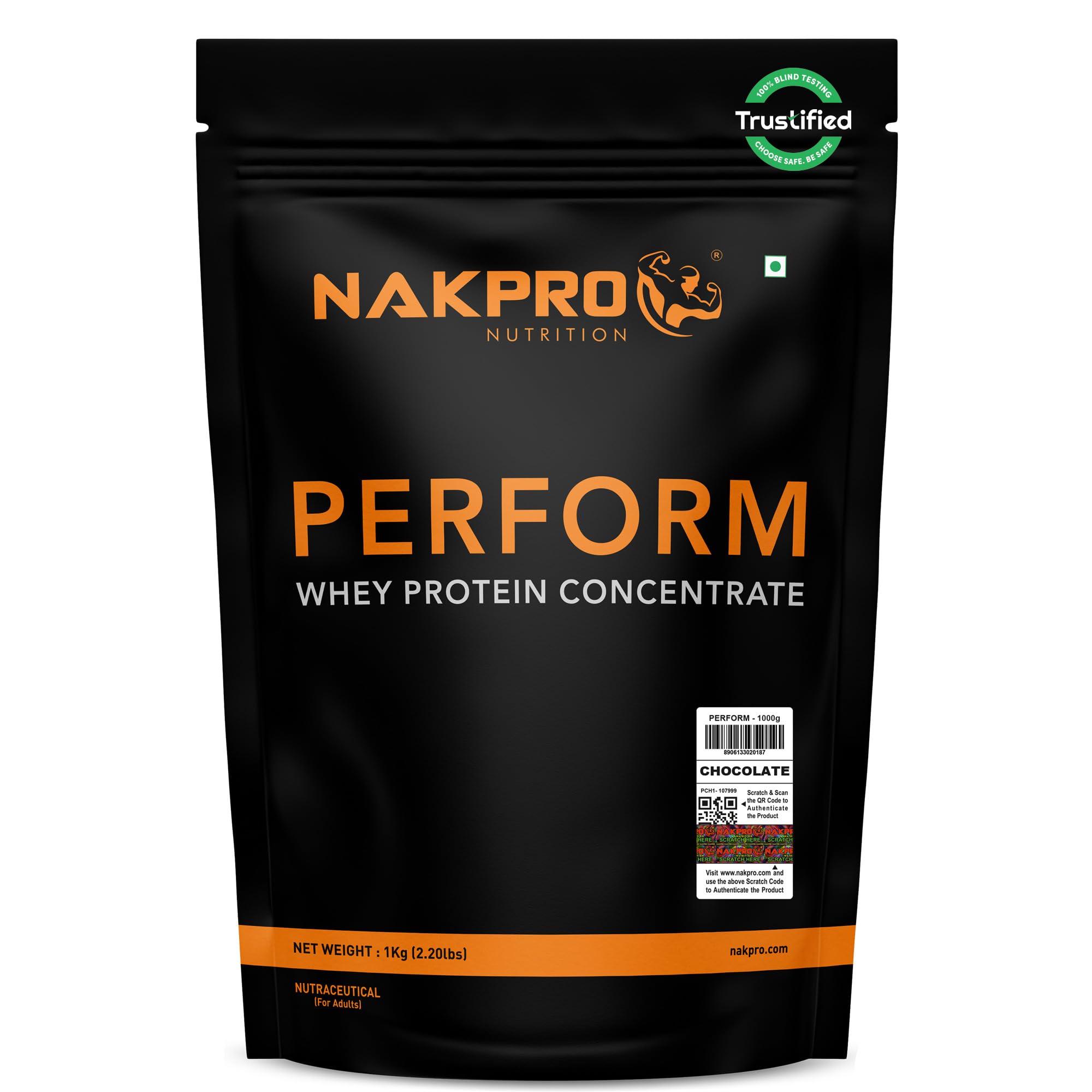 NAKPRO Perform Whey Protein Concentrate, Whey Protein Concentrate Supplement Powder (Chocolate, 1 Kg)
