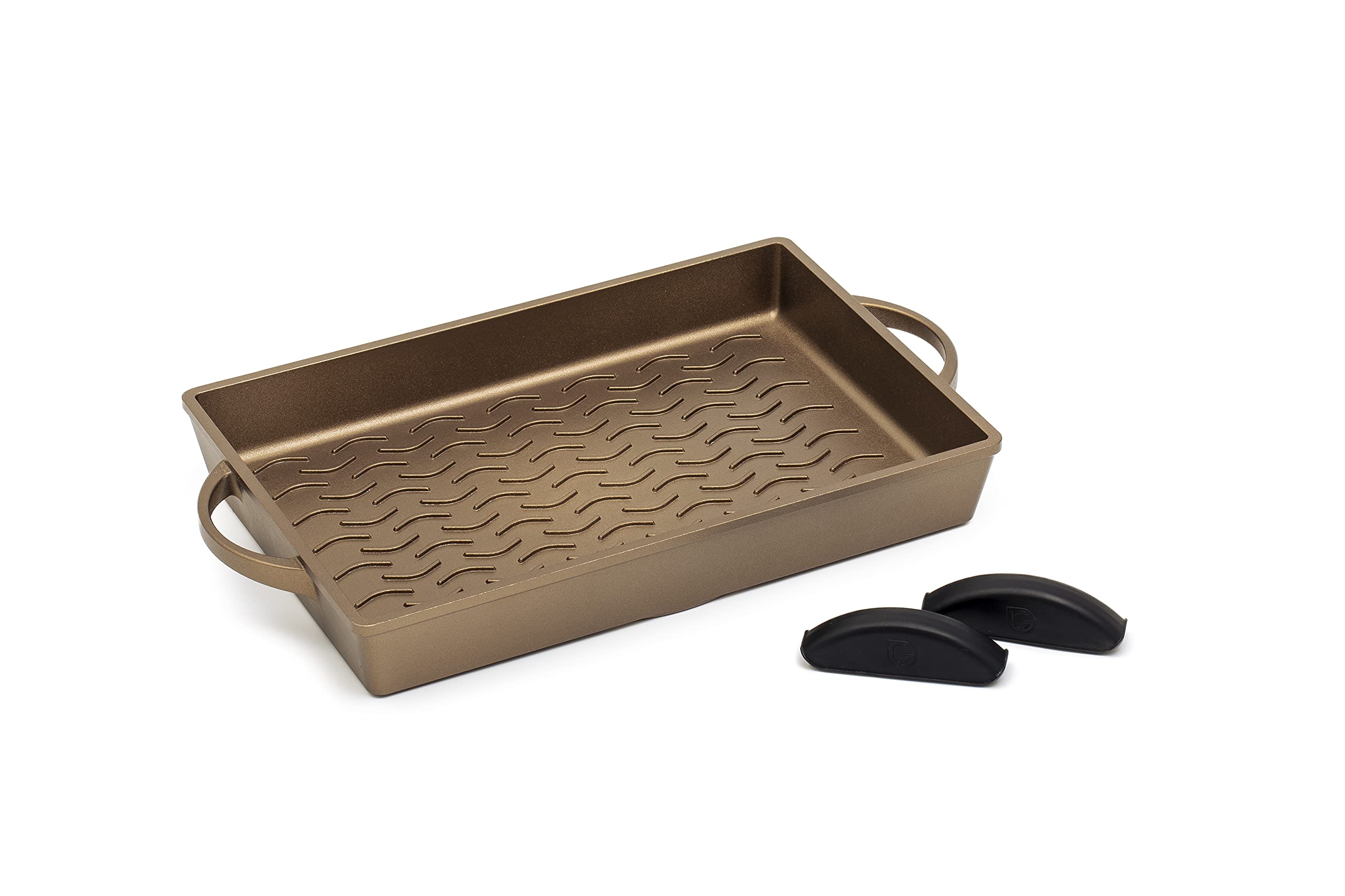 Luchetti K360 grill rettangolare - Utilizzabile anche in forno - Alluminio pressofuso e maniglie integrate (25x35 versione GAS)