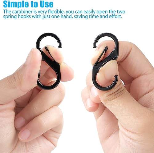 Miniatura 4 de Mosquetón S, 20 piezas de clip pequeño de aleación para llavero de 1.6 pulgadas, clips de cremallera, mochila antirrobo, mini mosquetón de doble