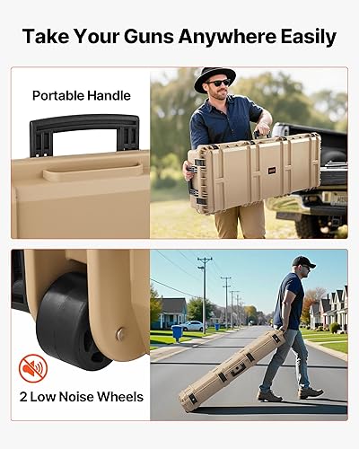 Miniatura 86 de VEVOR Rifle Case, Rifle Hard Case with 4 Layers Fully-protective Foams, Lockable Hard Gun Case with Wheels, IP67 Waterproof & Crushproof, for Rifles