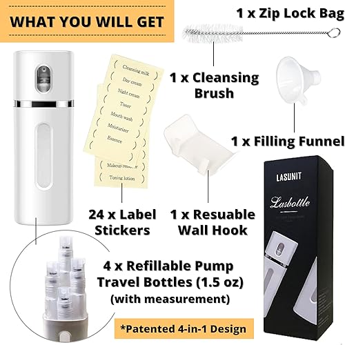 Miniatura 2 de LASBOTTLE - Botella de viaje 4 en 1, accesorio de viaje, dispensador de líquido, botella de viaje, botella a prueba de fugas, jabón cosmético para