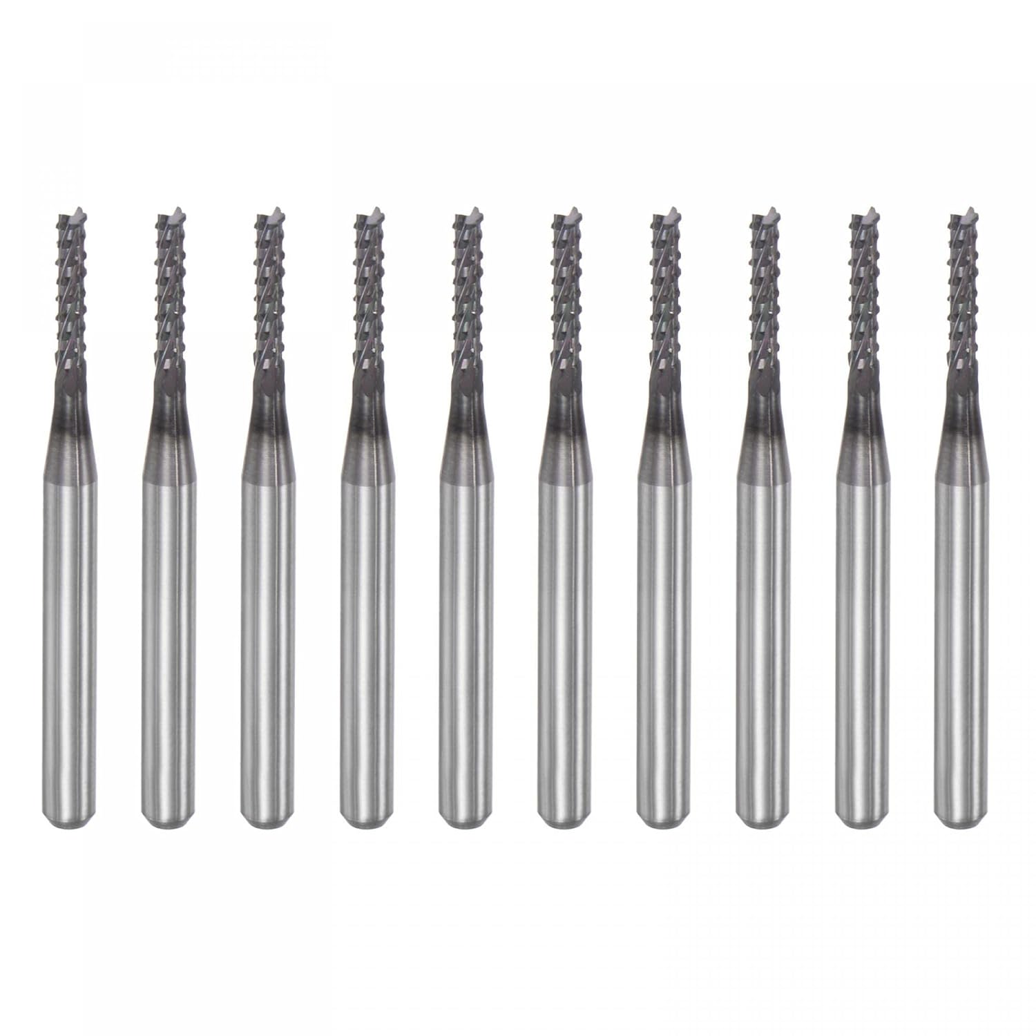 uxcell End Mill CNC Router Bits, 1.8mm x 9.5mm 1/8" Shank Diamond Film Coated Carbide Engraving Bit Milling Cutter Right Hand for PCB Plastic Fiber Wood 10pcs