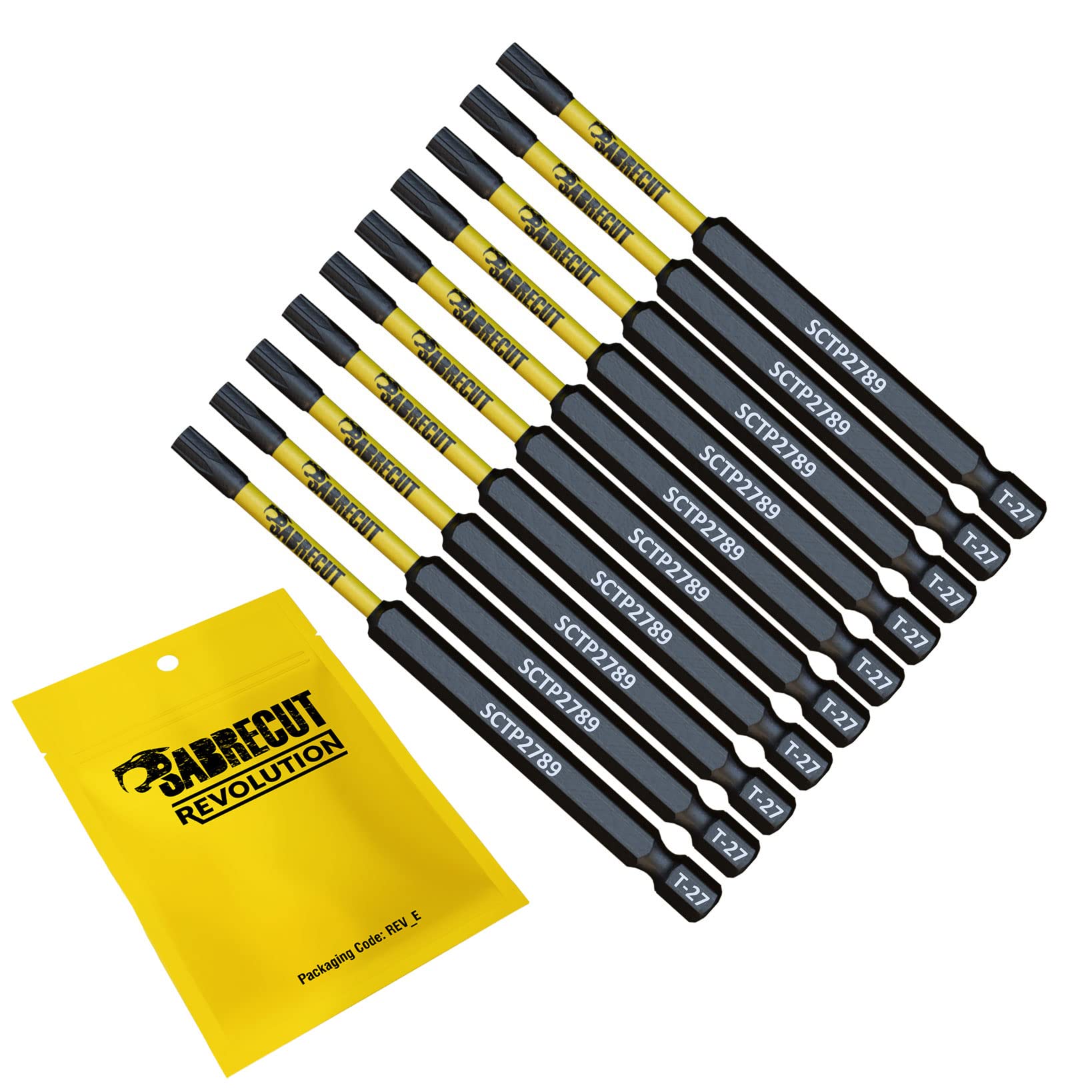 Sabrecut 10 X Sctp2789_10 89Mm T27 Tx27 Torx Tamper Proof Security Magnetic Impact Screwdriver Driver Bits Set Heavy Duty