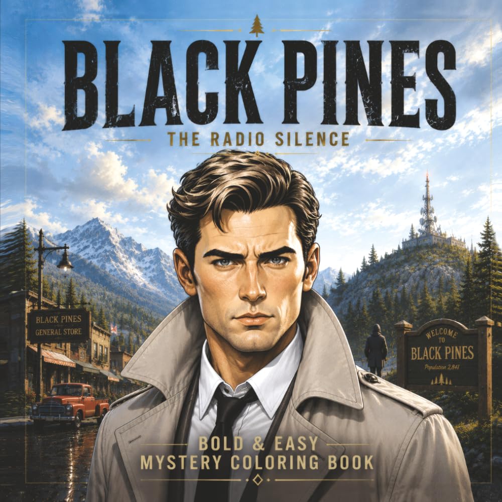 Black Pines: The Radio Silence: A Bold & Easy Mystery Coloring Book