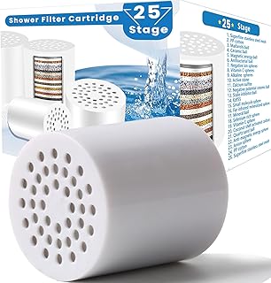 25 Stage Shower Filter Replacement Cartridge, 1 Pack Universal Cartridges for Hard Water – Removes Chlorine, Heavy Metals, Iron & Sediments, Fit Any Similar Design Shower Water Filter