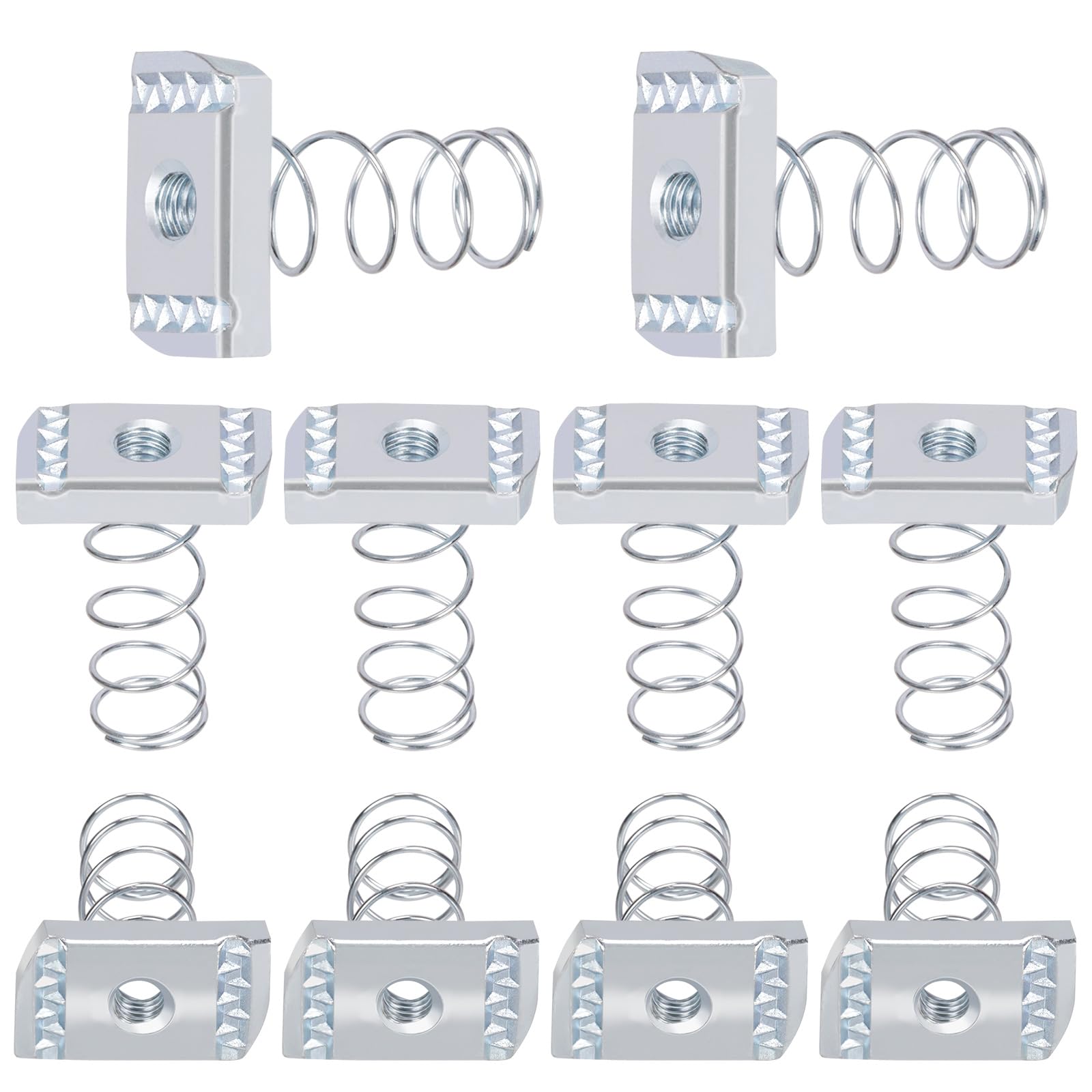 Glarks 10pcs Strut Channel Nuts with Standard Spring Kit, Thread 5/16in Spring Channel Nuts, Long Spring Nuts, Spring Strut Nuts for Strut Channel Mounts Solar Panel