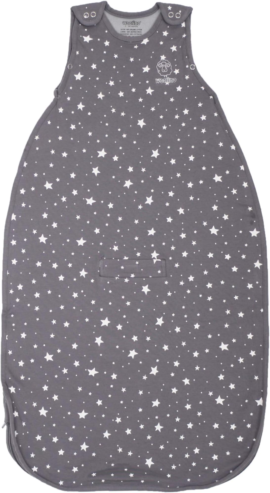 Woolino Toddler Sleeping Sack, 4 Season, Merino Wool, Baby Sleep Bag, 2-4 Years, Star Gray