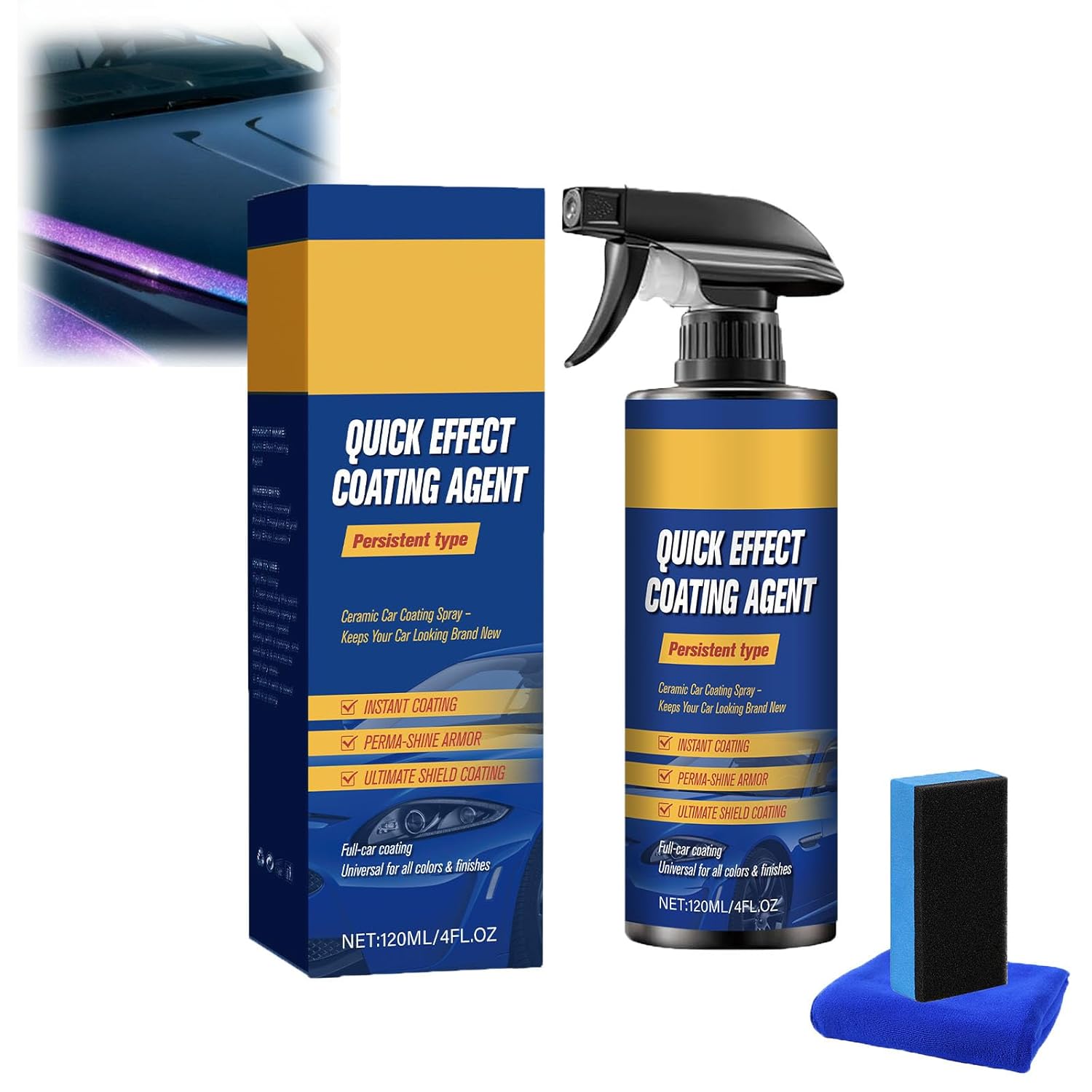 Car Protection Spray, Nano Quick Coat Restore, 120ml Car Coating Quick Effect Coating Agent for Car, Spray for Shine & Protection (3)