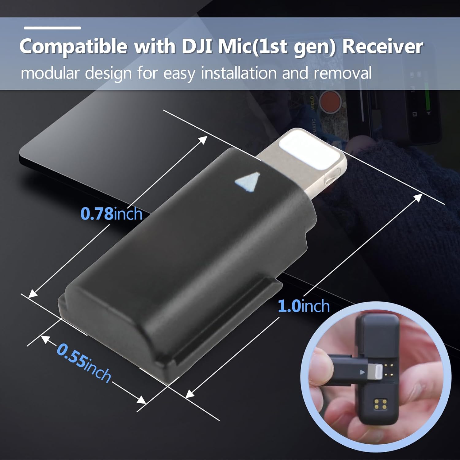 for DJI MIC(1st Gen) Lightning Adapter Phone Wireless Microphone Receiver for DJI Mic(1st Gen) Adapter Phone PC Tablet USB Mic Accessories Applicable only to (1st Gen)