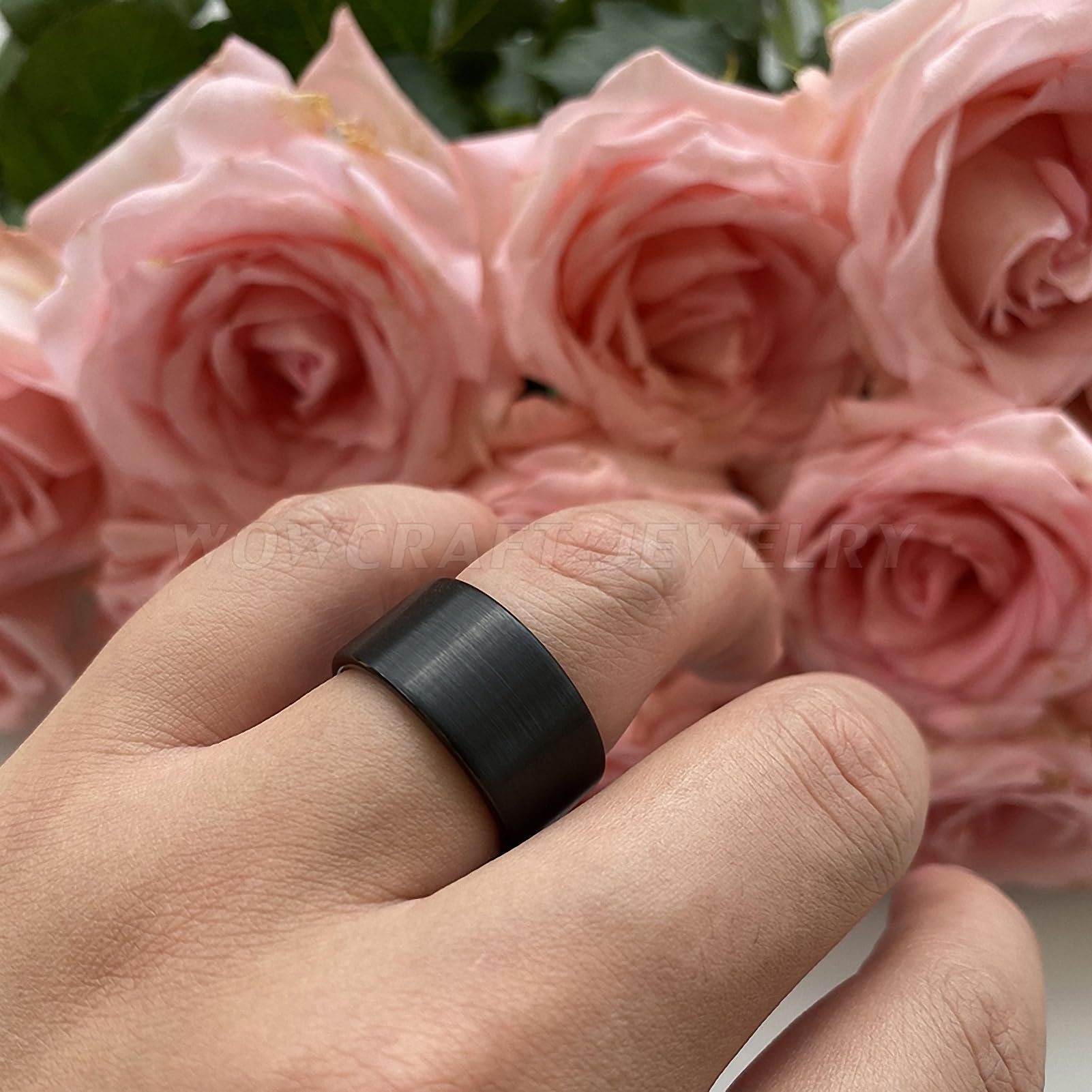 Black Tungsten Carbide Wedding Band for Men Brushed Finish Comfort Fit