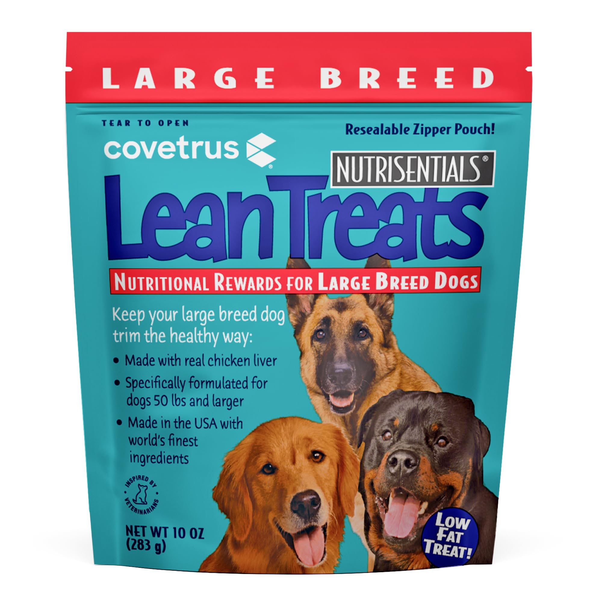 Covetrus Nutrisential Lean Treats for Large Dogs - Soft Dog Treats for Large Dogs - Nutritional Low Fat Bite Size - Chicken Flavor - 10oz - 8 Pack