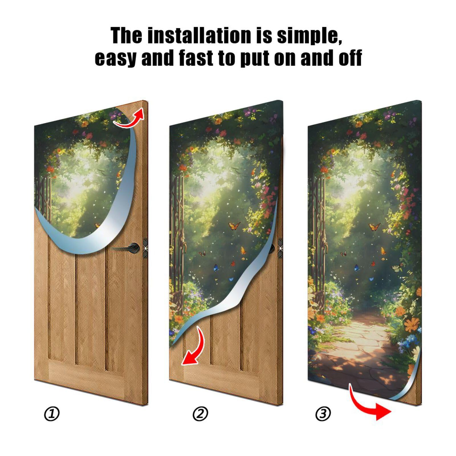 FLildon Spring Garden Flowers Door Cover Decoration, Party Accessory Porch Decor for Festive Ornament Room Door Covers 36 x 98 Inch