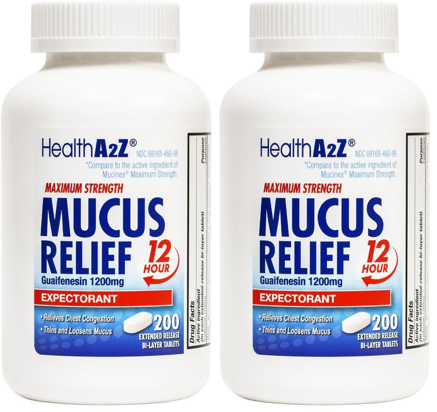HealthA2Z® Mucus Relief | Guaifenesin 1200 mg |12 Hour | Expectorant | Relieves Chest Congestion | Thins and Loosens Mucus (200 Tablets) — Amazon image 8