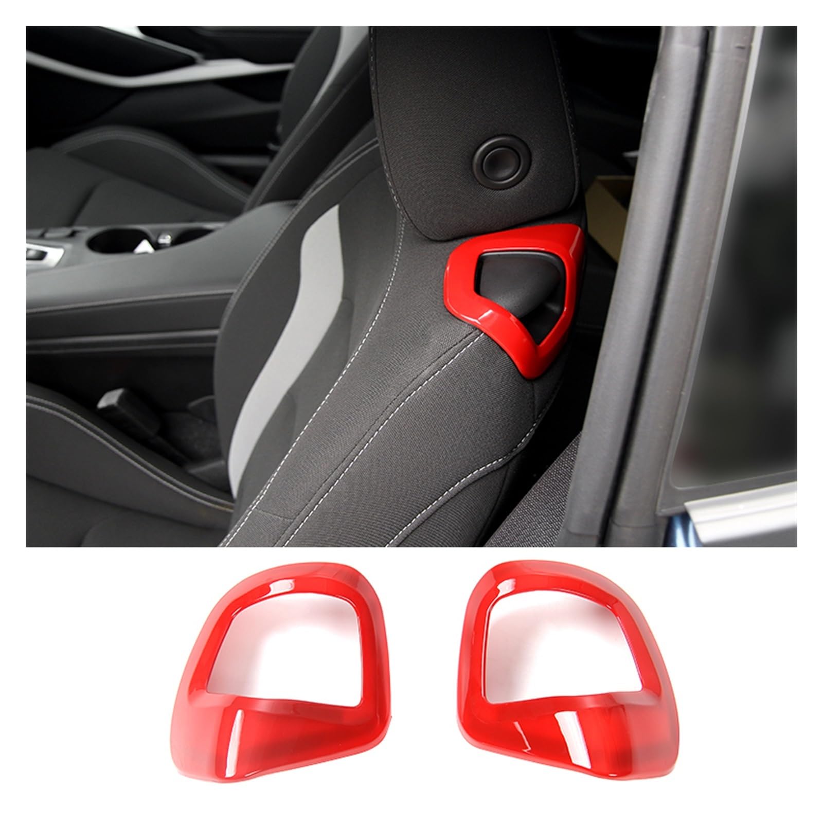 Tingyus Red For Chevrolet For Camaro 2017-2022 Up Interior Accessories Car Seat Backrest Manual Adjustment Handle Trim Cover Car Interior Mouldings(Red)