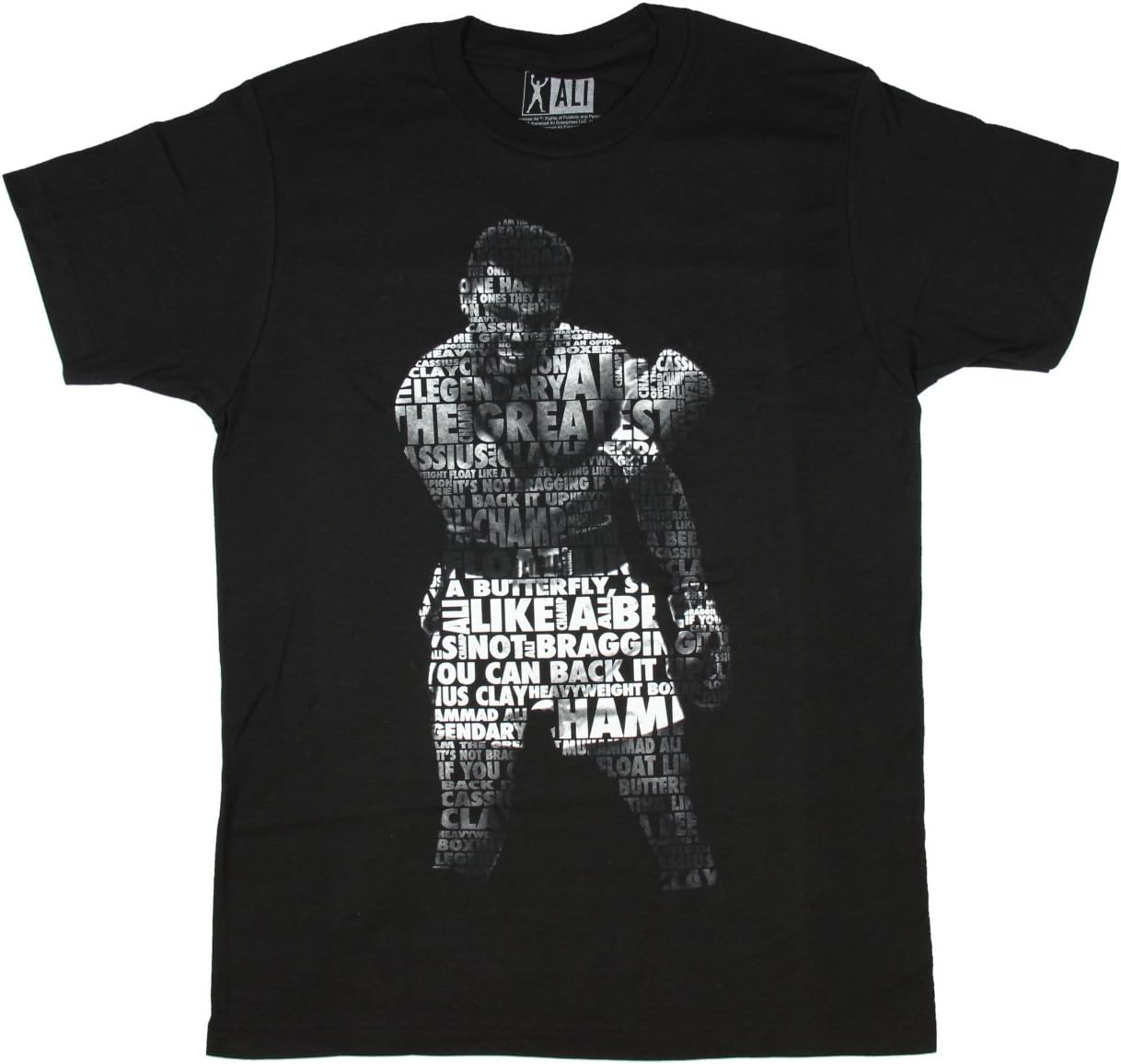 MUHAMMAD ALI Text Fill Licensed Graphic Men's T-Shirt (XX-Large) Black