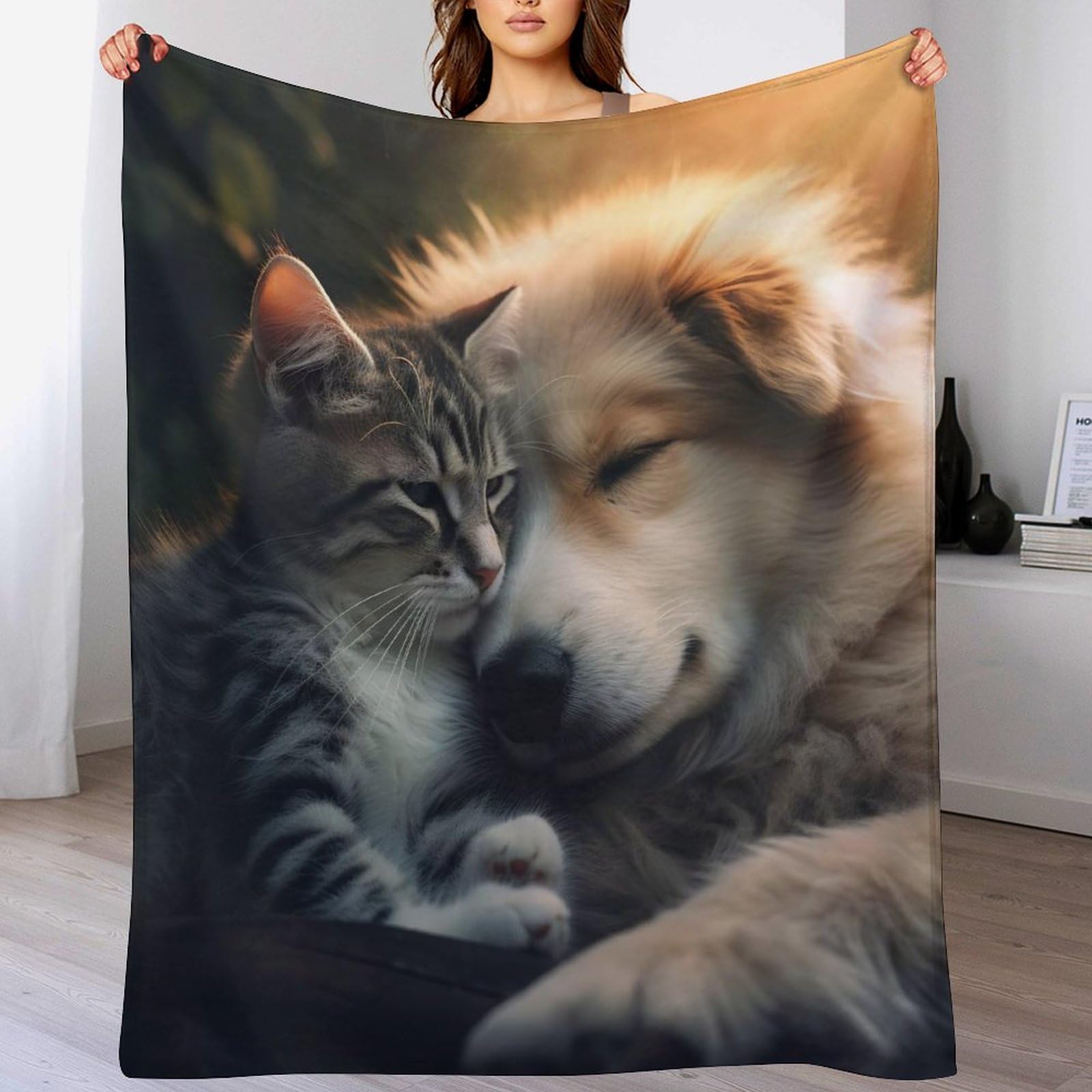 Couverture motif chien 3D en polaire pour des soirées cocooning sur le canapé 180x200