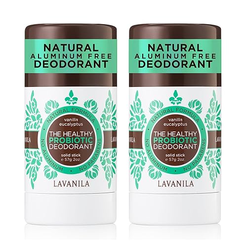 Lavanila The Healthy - Desodorante probiótico, vainilla y eucalipto, 2 onzas, paquete de 2 unidades, desodorante natural sin aluminio sin