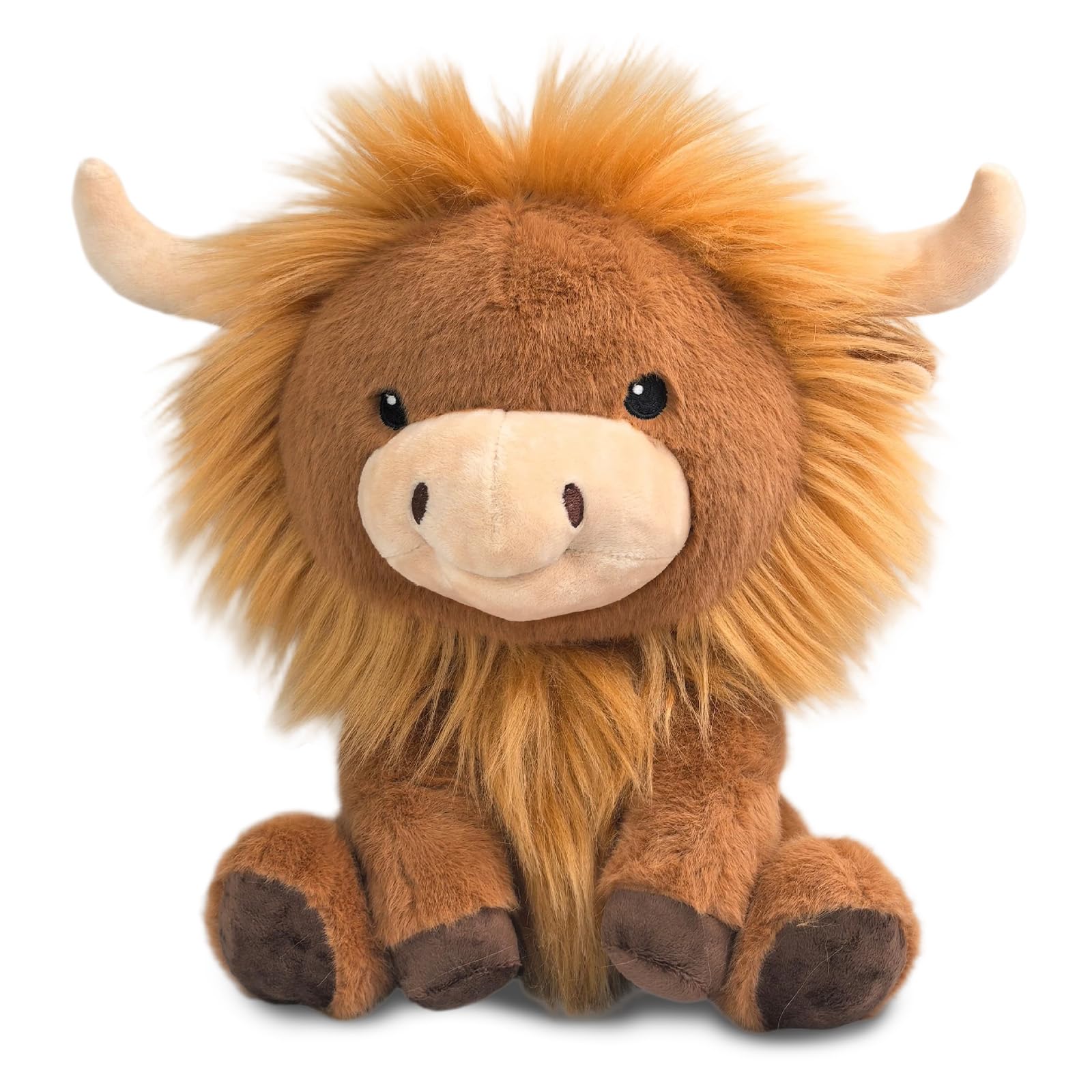 Vexilon Highland Cow Plush Toy, PP Soft Toys with Cute Cow Design, Brown Highland Cow Soft Toy for Friends, Lovers, Family, and Highland Cattle Enthusiasts