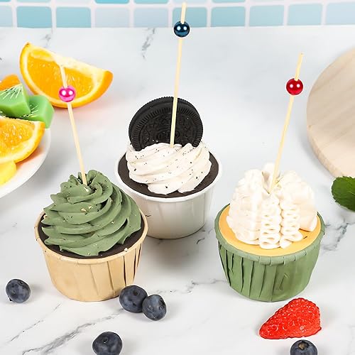 Miniatura 6 de 200 palillos de cóctel coloridos, palillos de dientes elegantes para aperitivos, brochetas de 4.7 pulgadas para aperitivos, palillos largos de