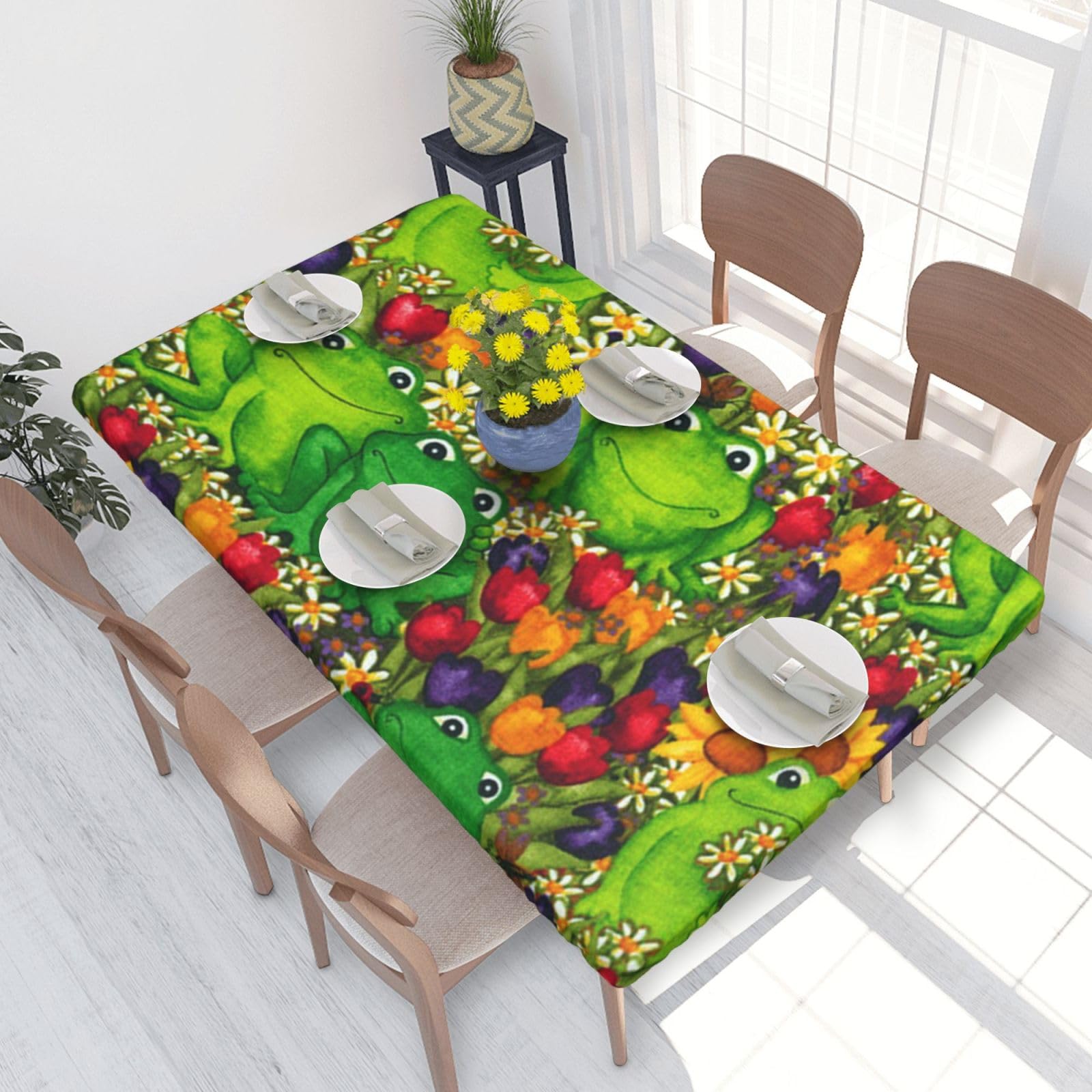 BNVSADC frog Printed 4FT Tablecloth 122x76 CM Polyester Kitchen Water Resistant Table Cloth Dining Table Decoration Table Covers