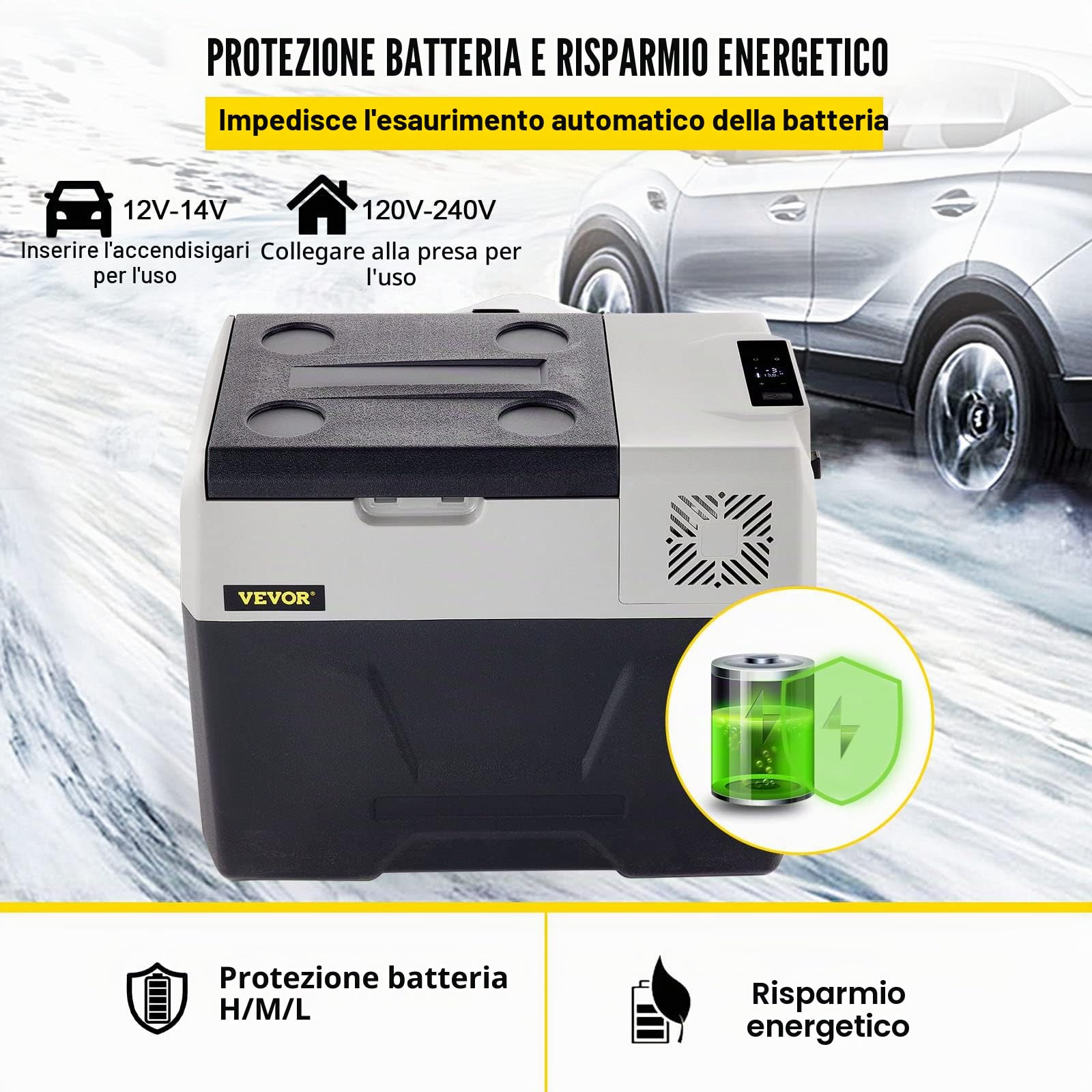 VEVOR Mini Frigorifero Portatile per Auto 40L, con Schermo LCD Digitale, 220 V Mini Frigorifero Congelatore, Congelatore per Frigorifero Portatile da -20 a 20 Gradi C