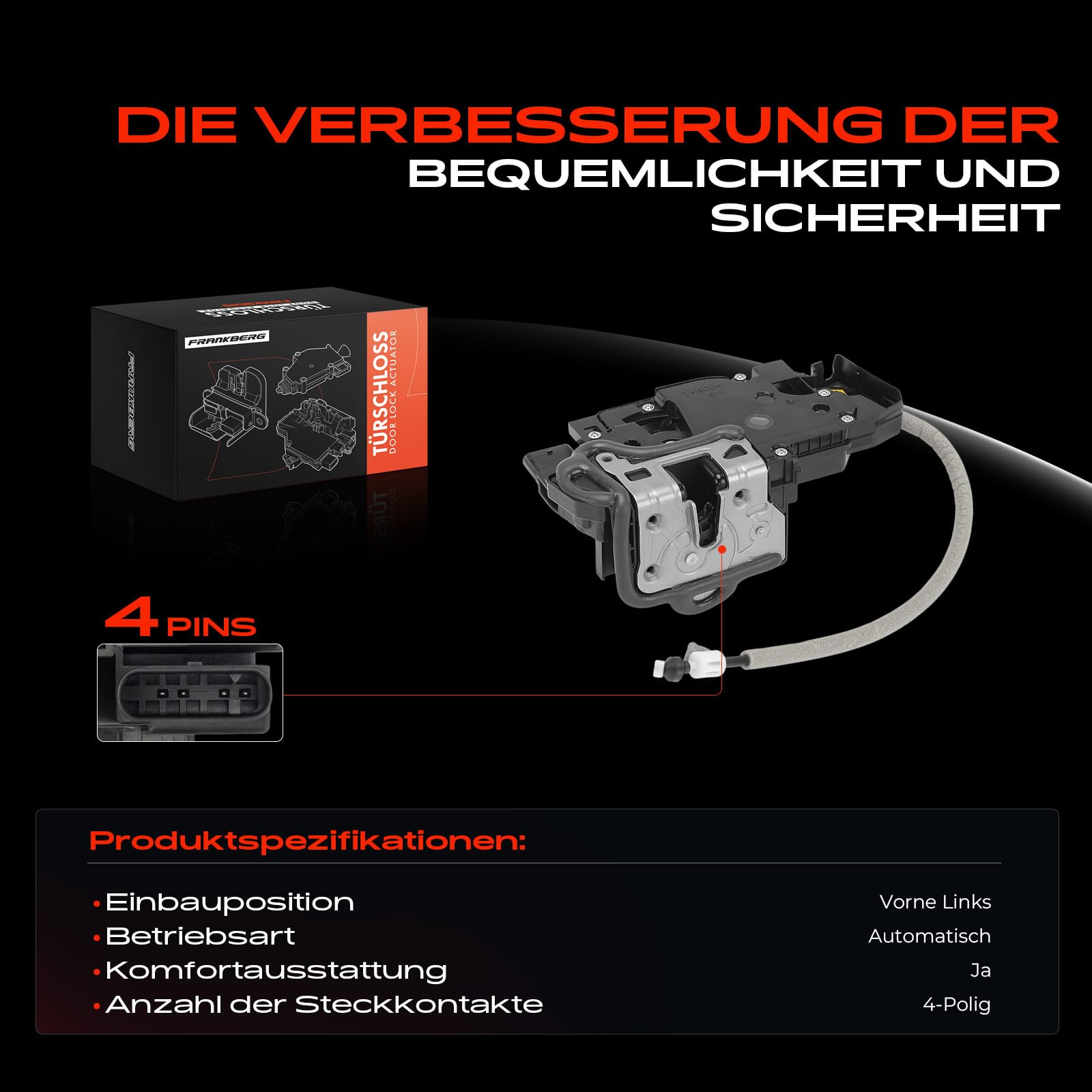 Frankberg Serratura porta serratura auto Anteriore sinistro Compatibile con Classe A W177 Classe A Berlina V177 CLA C118 CLA Shooting Brake X118 Replace# A0997203302