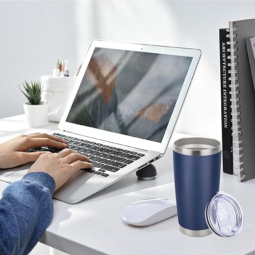 Miniatura 6 de Pandance Vasos aislados de acero inoxidable de 20 onzas con tapa y popote a granel, tazas de agua al vacío de doble pared para bebidas de café