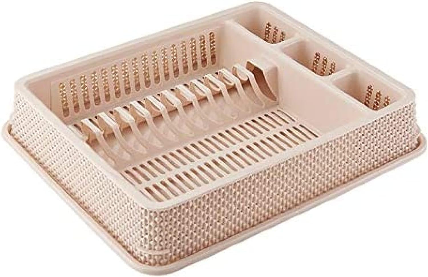 Abtropfgestell für Küchengeschirr und Essstäbchen, Kunststoff-Aufbewahrungsregal, perfekt zum Organisieren und Lufttrocknen von Küchenutensilien, beige, platzsparendes Design
