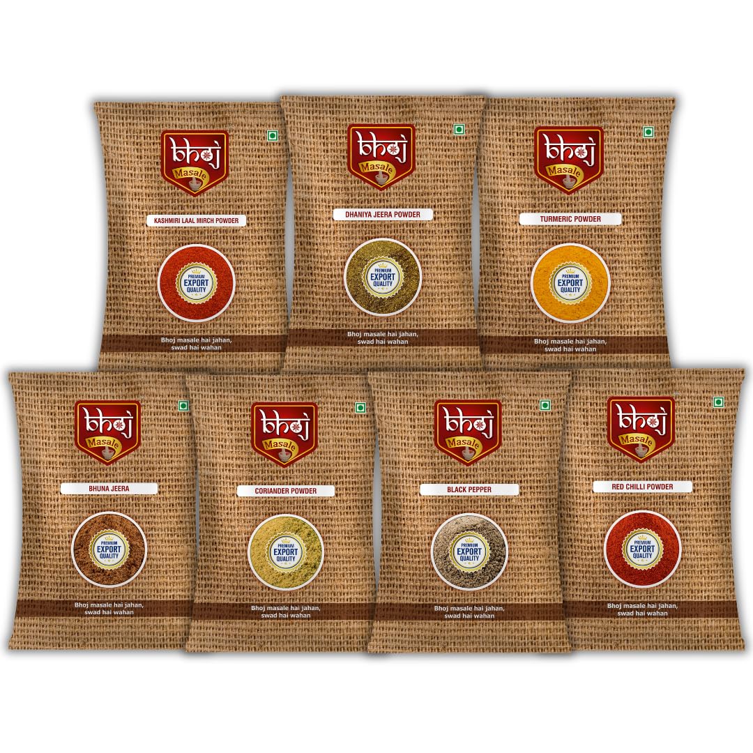 Bhoj Masale Haldi, Dhaniya, Black Pepper, Red Chili, Jeera Dhaniya, Kashmiri Lal Mirch, Bhuna Jeera Masala Powder Combo Pack 100 GM Each | Daily use Masale For Kitchen. (B0CS6HJTJZ) Amazon Price History, Amazon Price Tracker