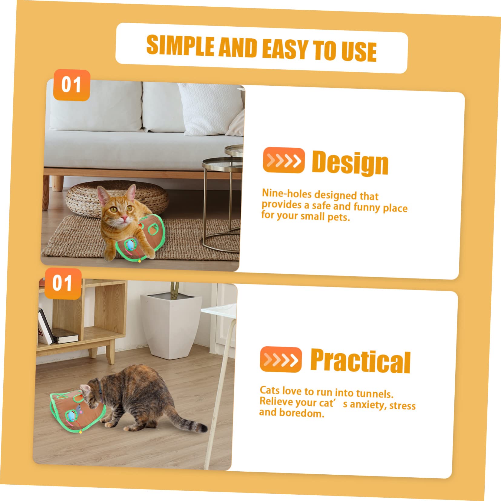 DOITOOL 4juegos Túnel Interactivo para Gatos Diseño De Nueve Agujeros Juguete De Exploración para Estimulación y Ejercicio Diario De Mascotas