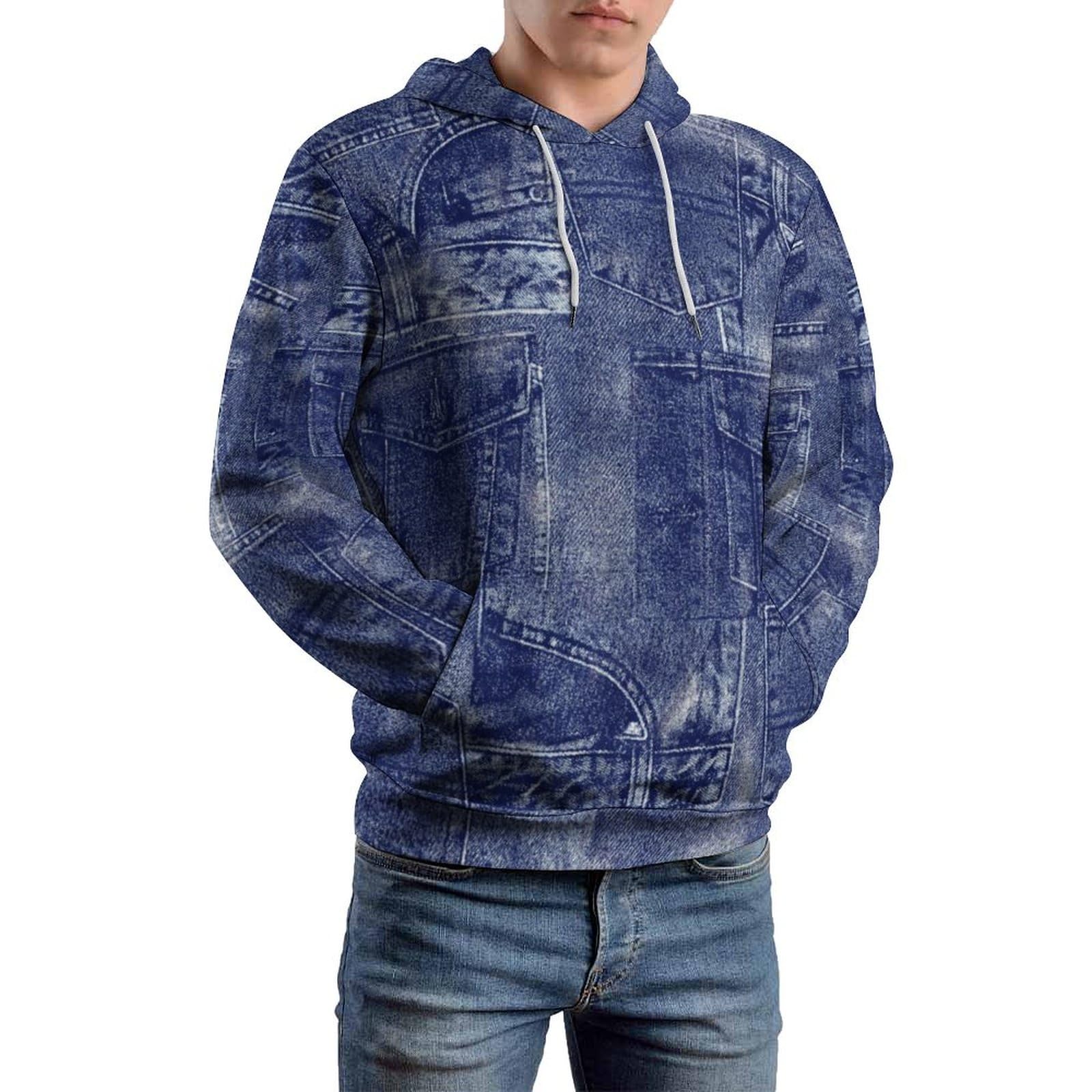 Amazon.co.jp: メンズ パーカー デニム柄 スウェットパーカー