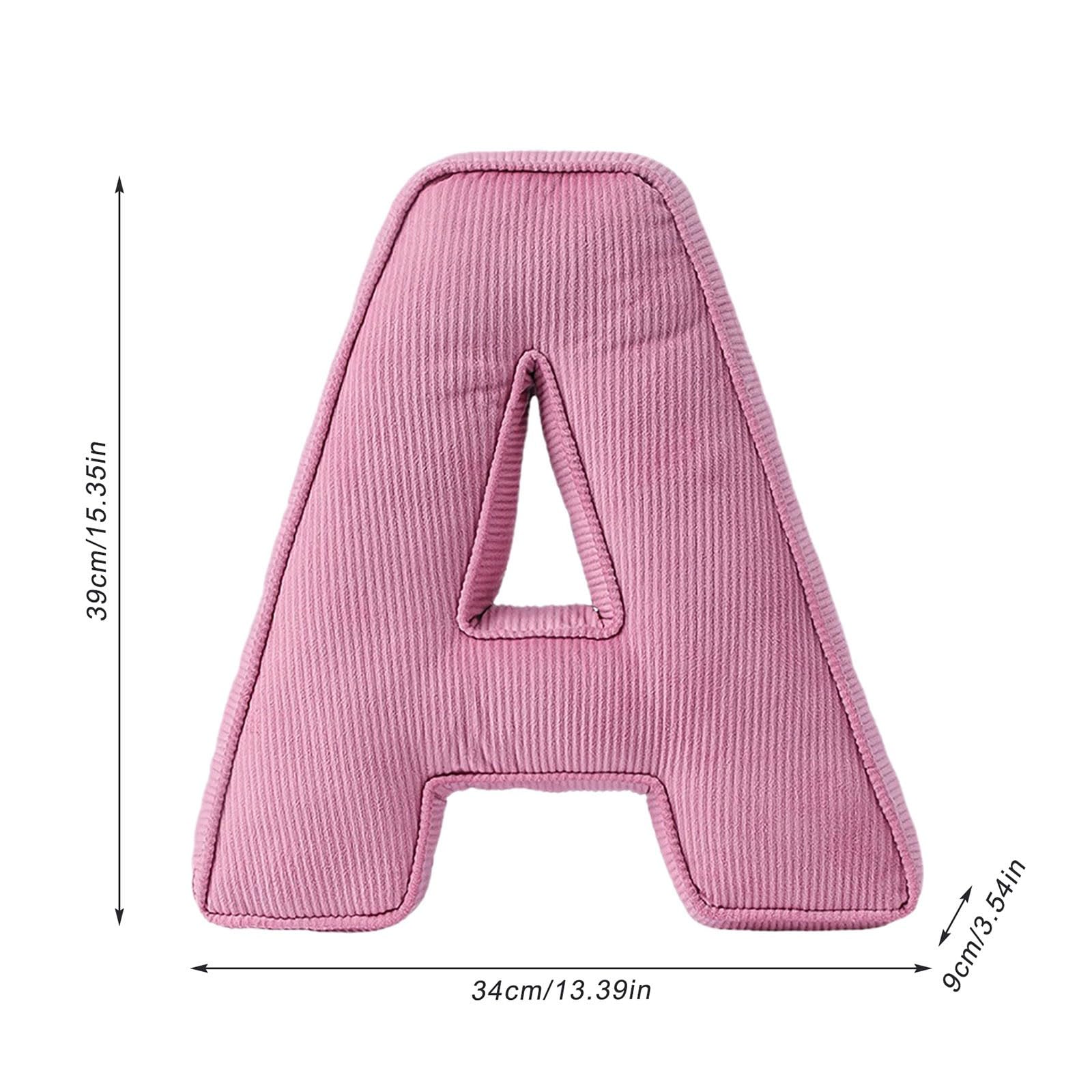 Cuscino decorativo a forma di lettera, in velluto a coste rosa, 34 x 36 cm, morbido cuscino in peluche per soggiorno, camera da letto (M)