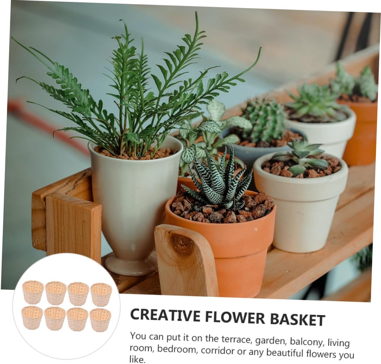 8 Pcs Handmade Large Woven Storage Baskets Multipurpose Organizer for Snacks Books and Home Sundries Decorative Basket for Laundry Bedroom Bathroom image 3