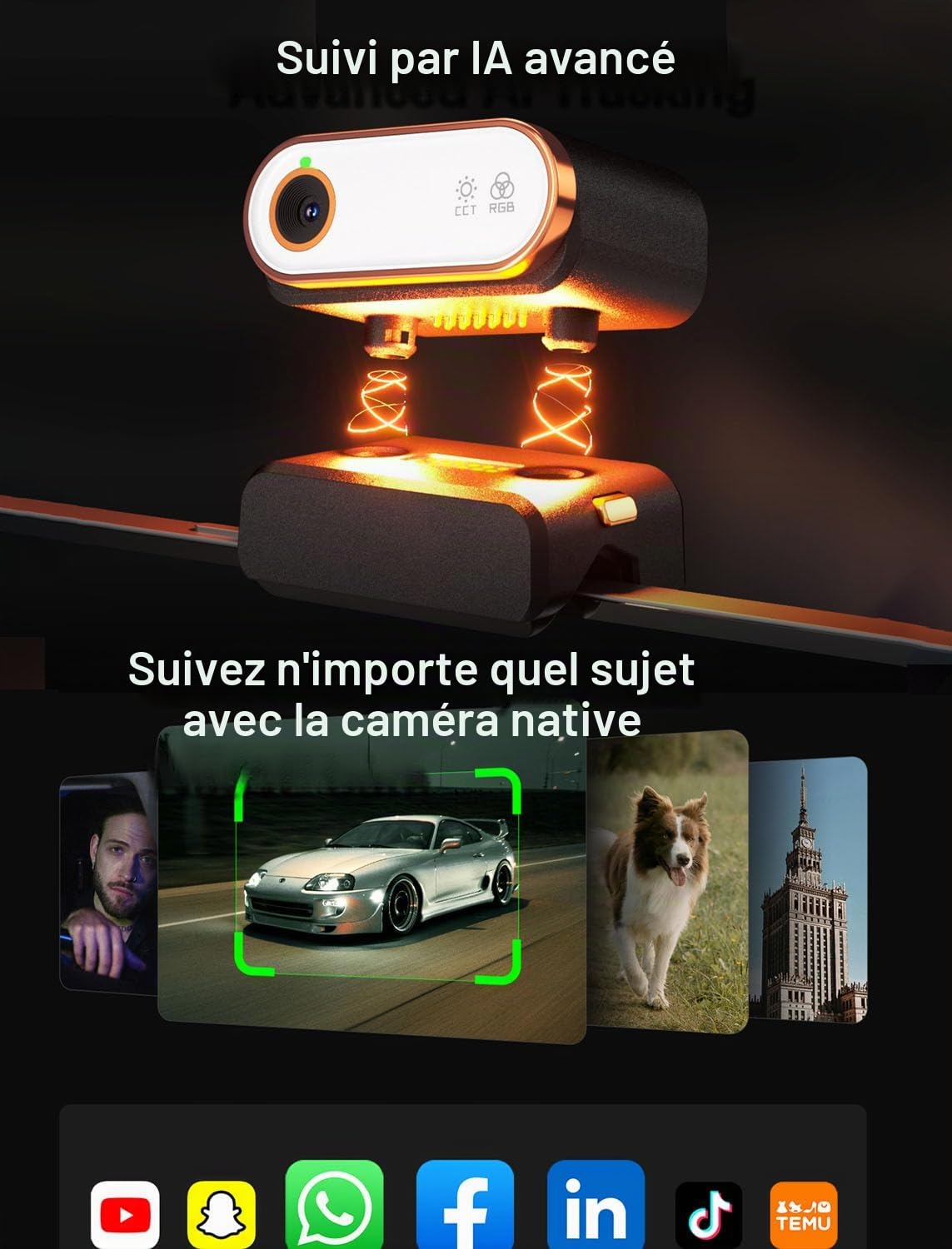 hohem iSteady M7 Stabilisateur de cardan pour iPhone, cardan de téléphone à 3 axes avec lumière magnétique de remplissage de traceur d'IA, télécommande amovible pour écran tactile, barre