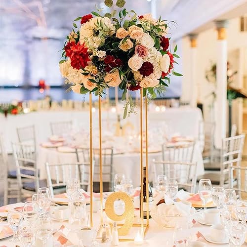 Miniatura 5 de 4 piezas de jarrón de flores de boda, 23.6 pulgadas de alto, centros de mesa geométricos dorados para decoraciones de boda, celebraciones, eventos,