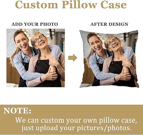 Miniatura 3 de Kufutee Custom Throw Pillow Cover with Photo Text Throw Pillow Cover Cushion Case for Living Room Girls Bedroom Dorm (Mom)