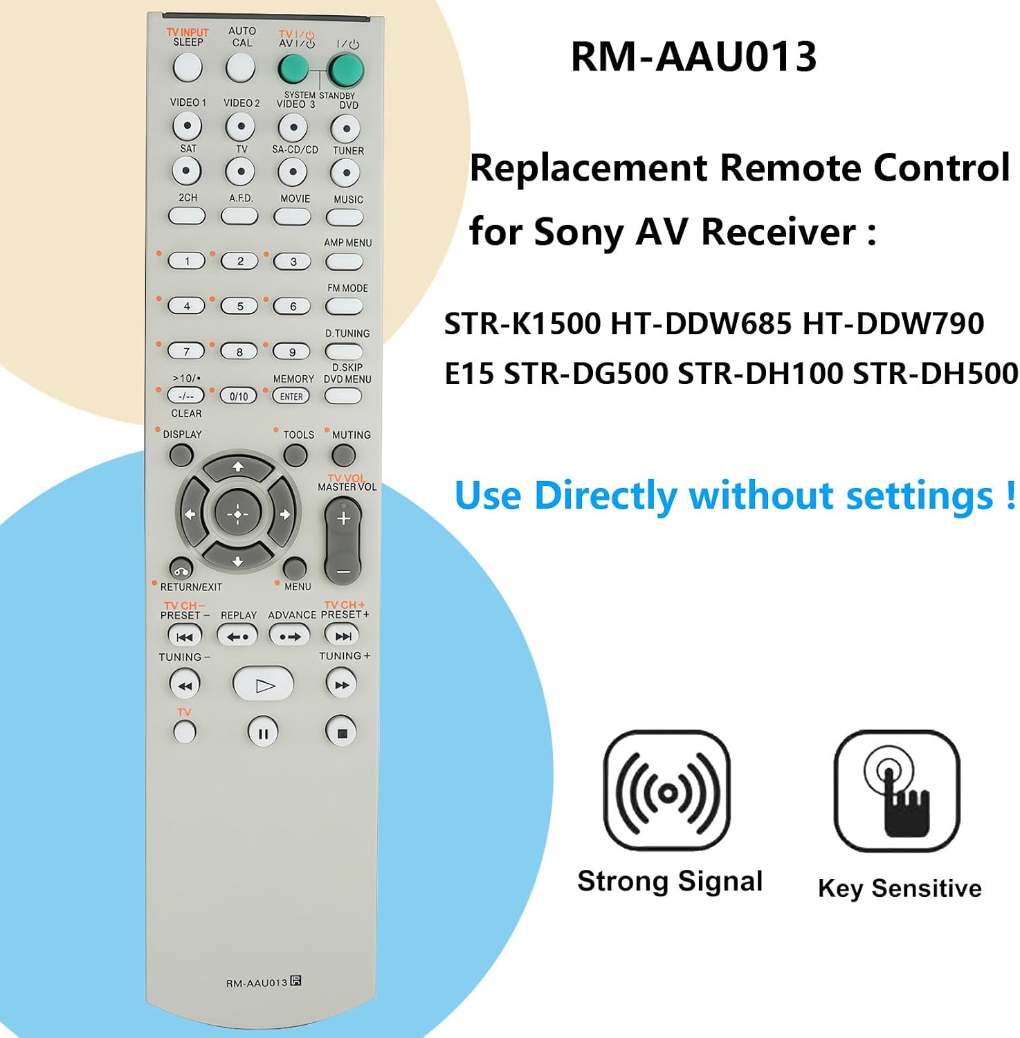 uehba RM-AAU013 Universal Replacement Remote Control for Sony AV Receivers