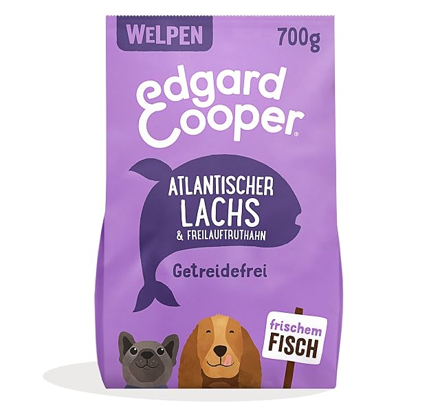 Edgard & Cooper Pienso Cachorros Comida Seca Natural Sin Cereales 700g Salmón y Pavo Frescos, Fácil de digerir