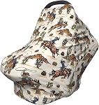 Western Cowboy Cactus Baby Stuff Car Seat Cover for Baby,Mom Nursing Breastfeeding Covers,Multi-Use Car Seat Canopy Carrier Cover,Stroller Cover Newborn Shower Gift for Boys Girls