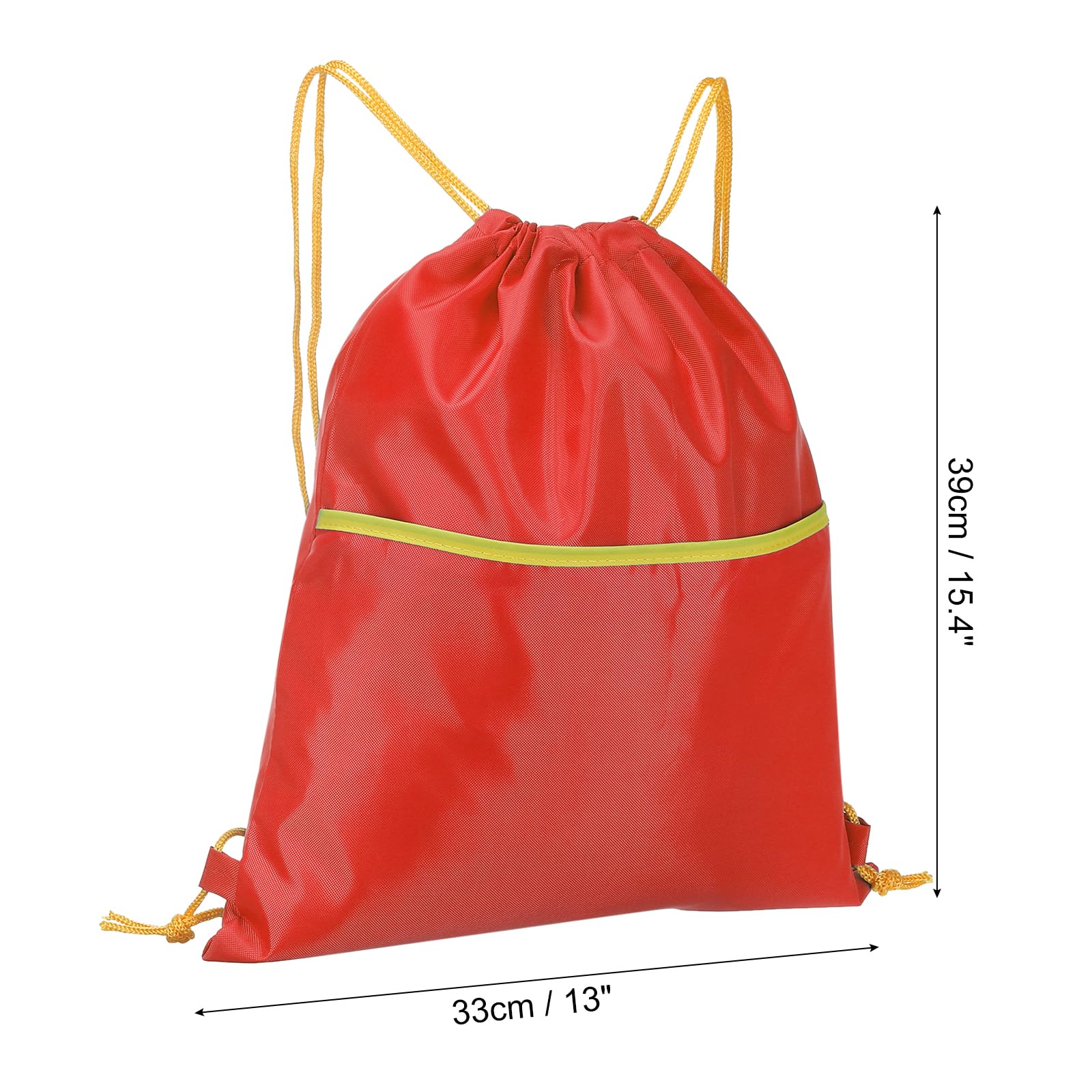 PATIKIL Drawstring Backpack Bag, Drawstring Gym Bag String Backpack with W Zipper Side Pocket for Women Men Red - Image 2