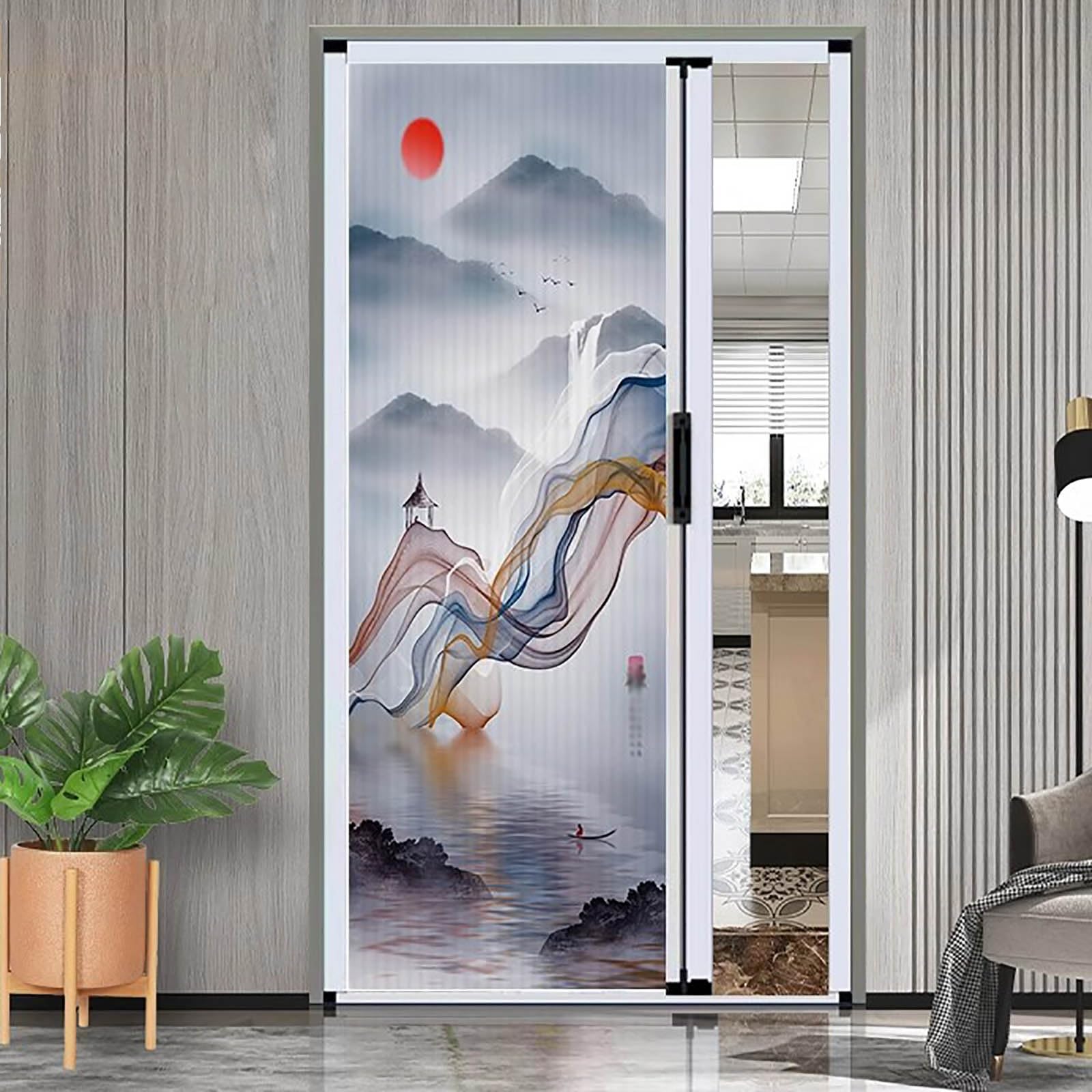 Porte a fisarmonica per interni, porta scorrevole a soffietto con telaio in alluminio e tessuto cellulare, per casa o ufficio, soluzione oscurante senza fori