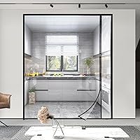 Vista 9 de Cortina de puerta aislada reversible transparente con apertura lateral izquierda o derecha, cubierta térmica magnética de puerta con mosquitera