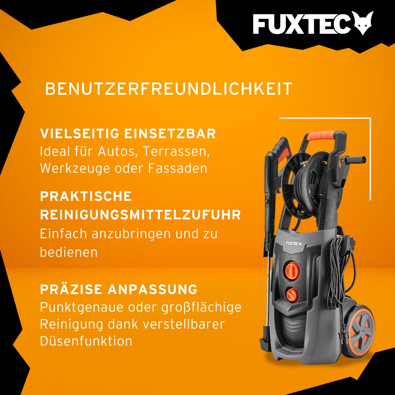 FUXTEC Profi-Hochdruckreiniger FX-HDRP2500 • 195 bar • 2500 W • 468 l/h