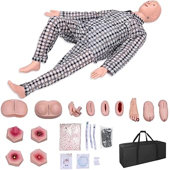 Medical Mannequin for Training, 5.24ft Life Size Patient Care Medical Manikin Nursing Training Mannequin CPR Human Manikins Simulator for First Aid Nursing Education Teaching Medical Training Skills
