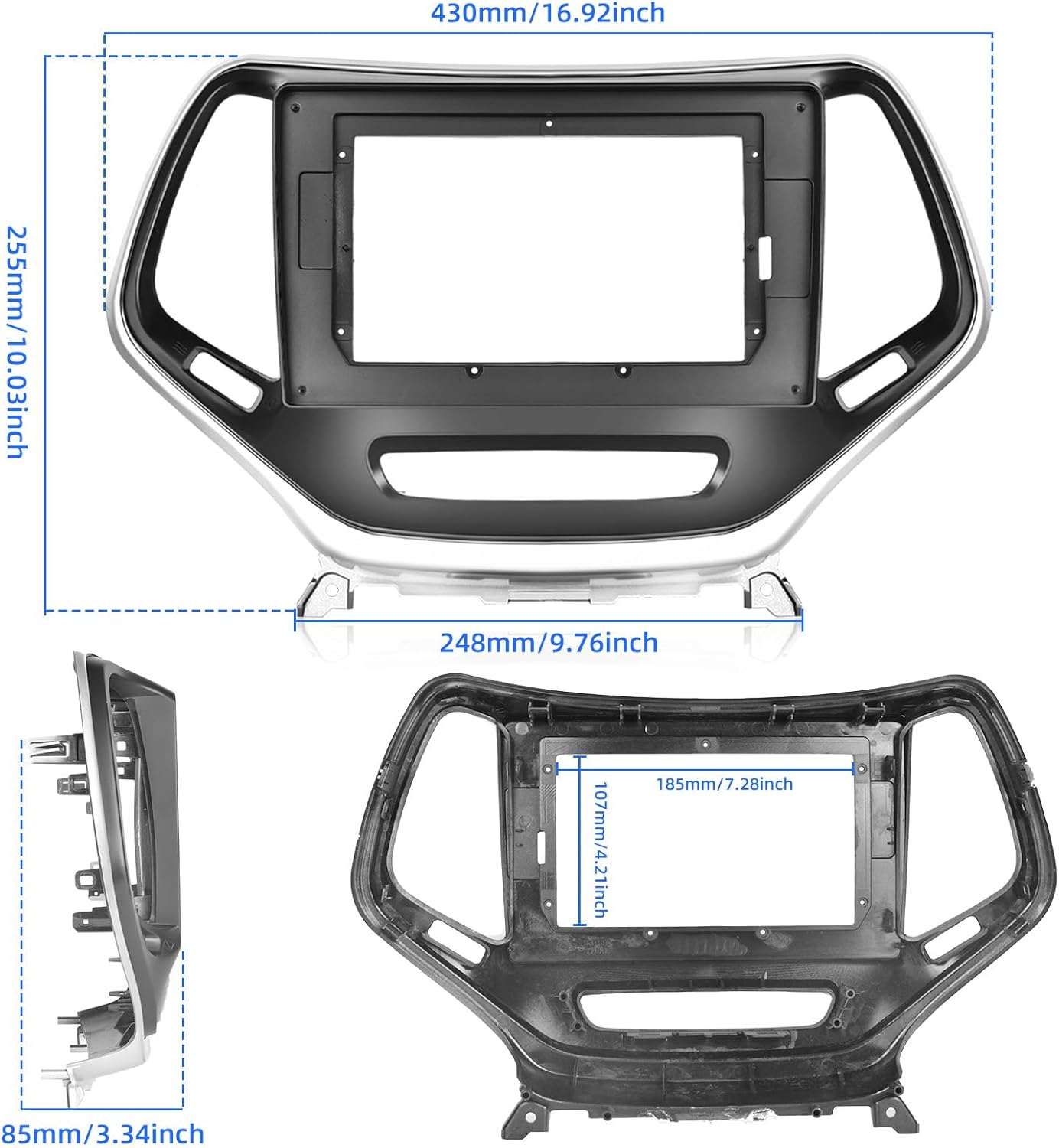 for Jeep Cherokee 2013-2018, in Dash Installation Install Frame Mount Trim Kit Can Match 10.1 inch Touch Screen Car Radio Stereo