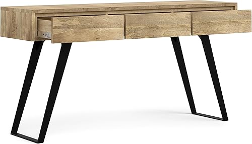 Miniatura 117 de SIMPLIHOME Lowry - Mesa auxiliar cuadrada de madera de acacia maciza y metal, de 22 pulgadas de ancho, moderna, industrial en marrón envejecido café