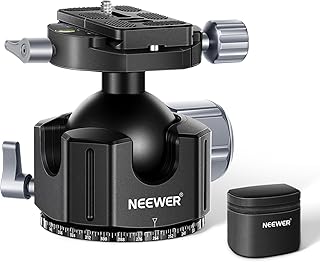 NEEWER 54mm Low Profile Ball Head Tripod Head, Heavy Duty CNC Aluminum Alloy with Double 360° Panorama & 1/4” Screw Arca Type QR Plate for DSLR Camera, Camcorder, Tripod, Monopod, Max Load: 70lb/35kg