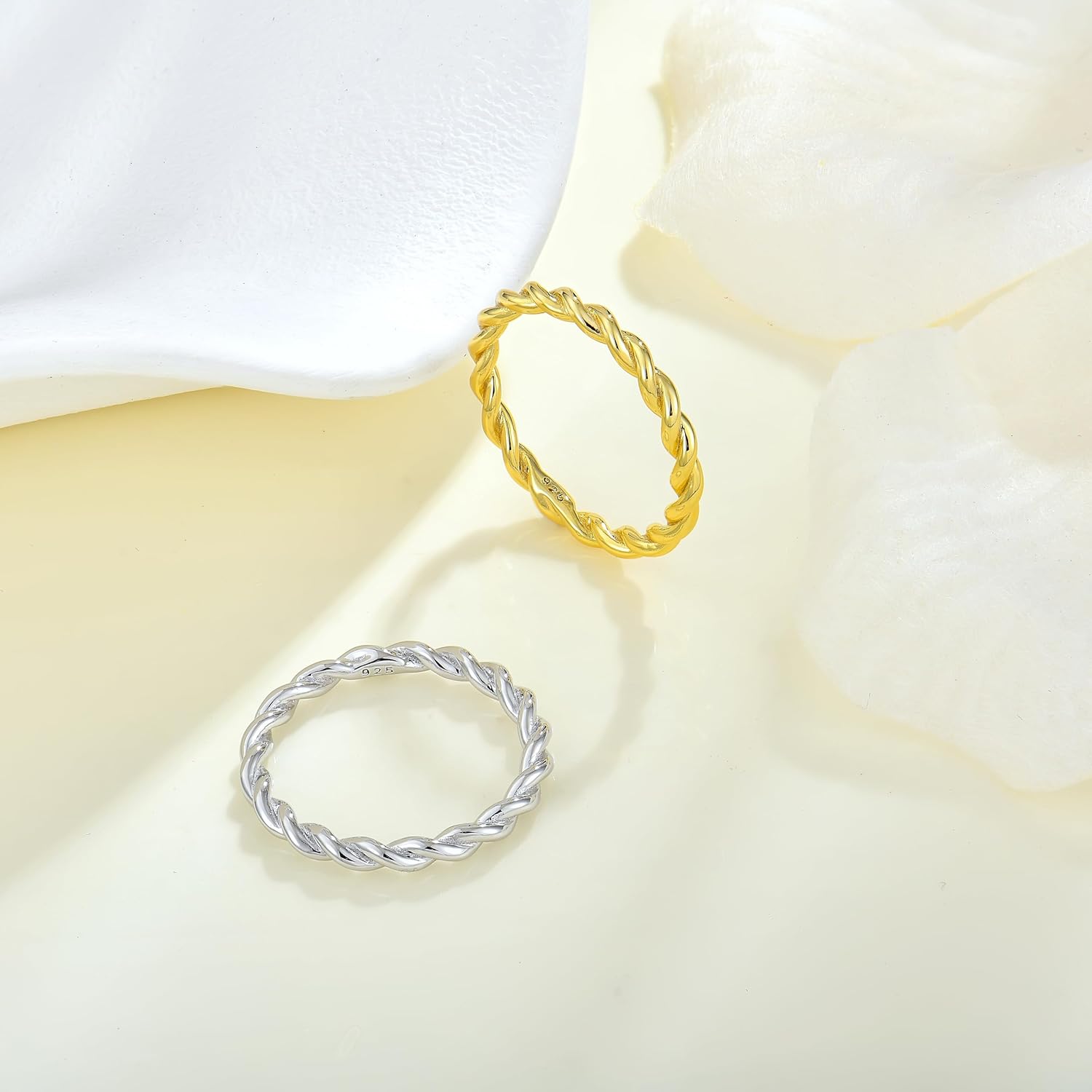 Twisted Rings 925 Sterling Silver Stackable Ring Jewelry Gifts for Women - Image 3