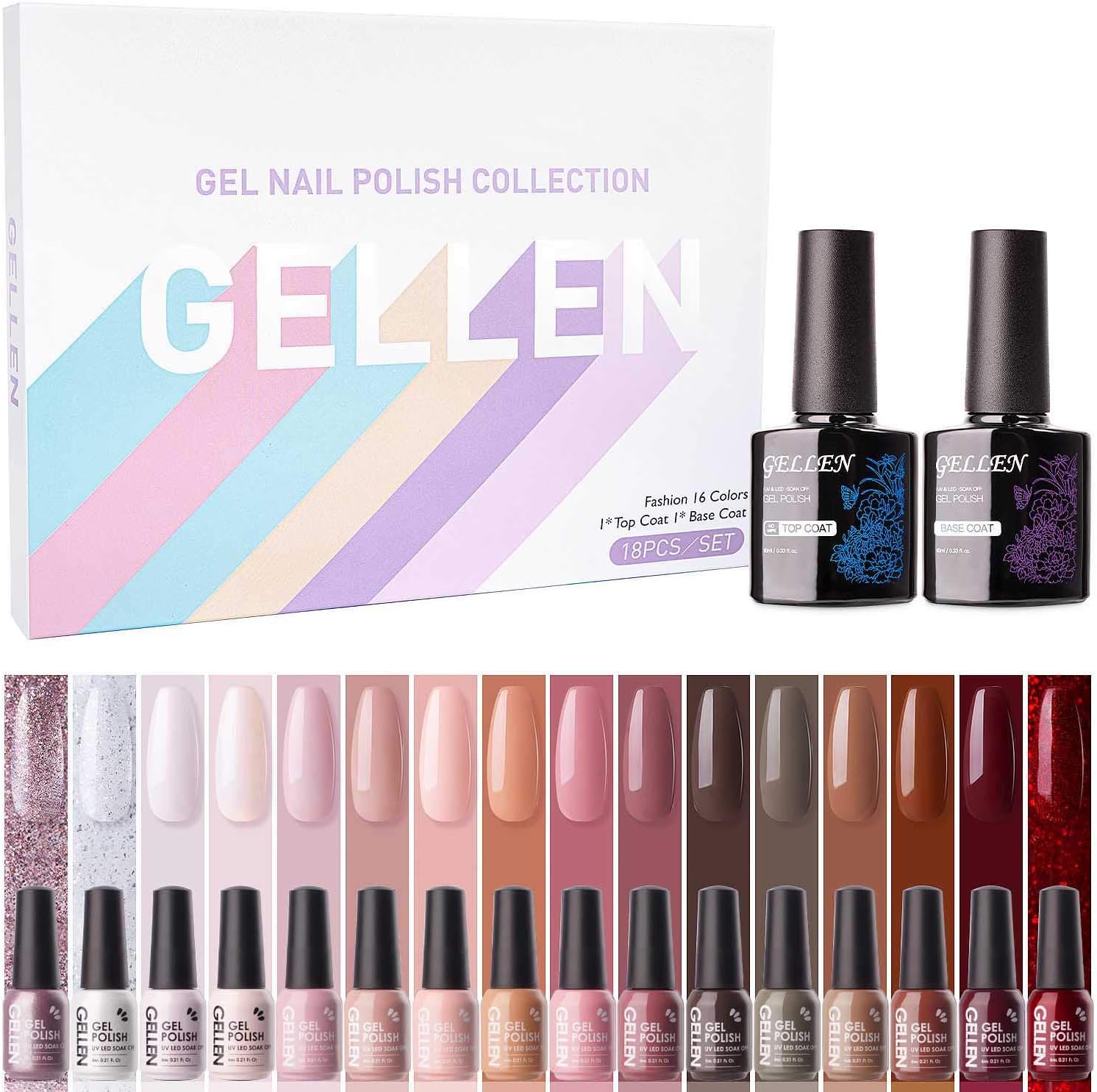 Gellen ジェルネイル カラージェル 16色セット UVLED対応 ポリッシュ 